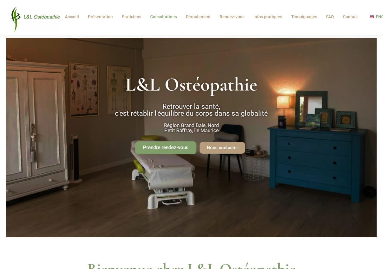 Aperçu du site L&L Ostéopathie — Cabinet à Maurice